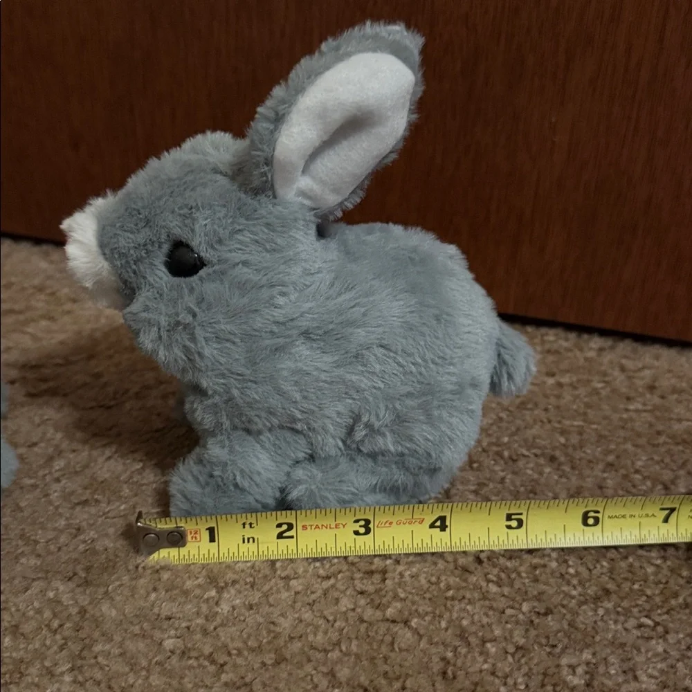 Gray Plush Jumping Bunny Toy for Small Children or Pets